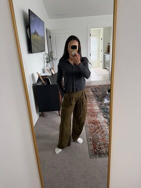 Abercrombie & Fitch Olive Green Wide-Leg Trousers
